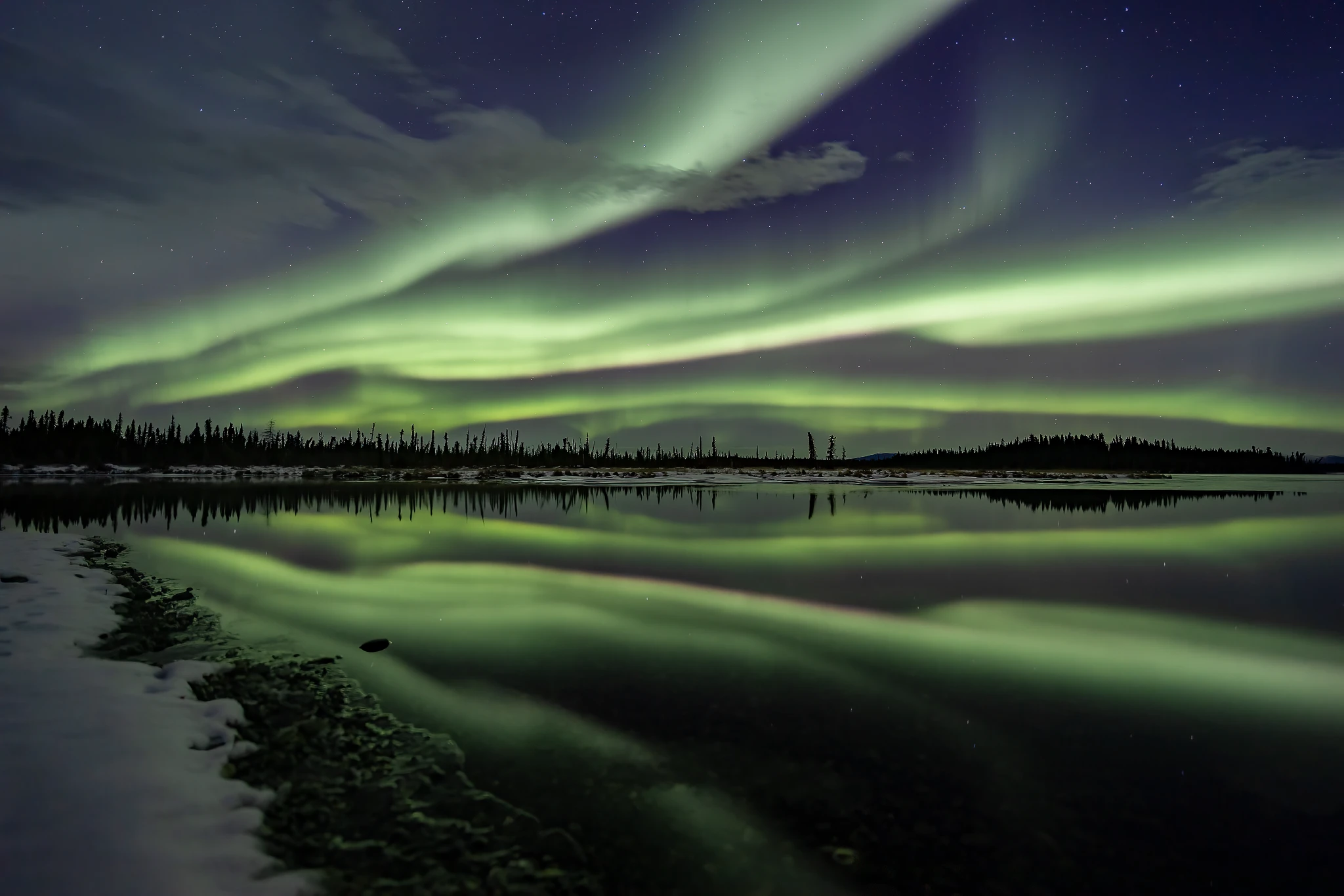 Lake With Aurora View